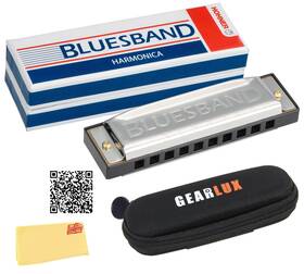 Hohner 840262206013 Blues Band Harmonica - Key Of C Bundle With Case Pouch Online Manual And A