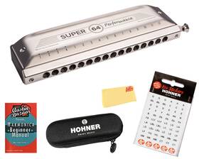 Hohner 840262242745 Super 64 Chromatic Harmonica With Key Stickers