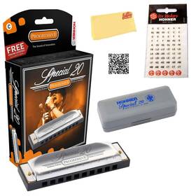 Hohner 840262248877 560 Special 20 Harmonica - Key Of B Bundle With Carrying Case Stickers