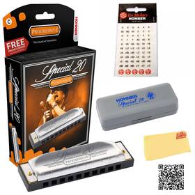 Hohner 840262248884 560 Special 20 Harmonica - Key Of F Bundle With Carrying Case Stickers