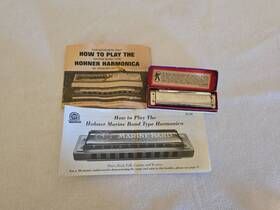 A440-1896 Hohner Vtg M. Marine Band Harmonica In C W Original Box And Papers A440 No. 1896