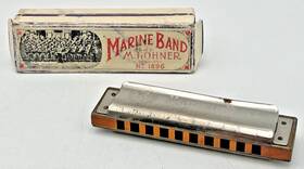A440c Hohner Marine Band M. Harmonica No. 1896 Key C With Box Made In Germany