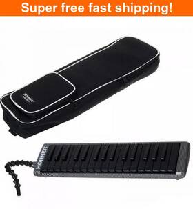 C944014 Hohner Airboard 32 Key Carbon Print Black Keys Melodica With Case - New