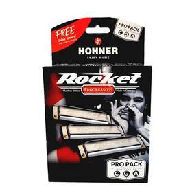 M2013xp3 Hohner Harmonica Rocket Pro Pack C-g-a - Free Us Shipping