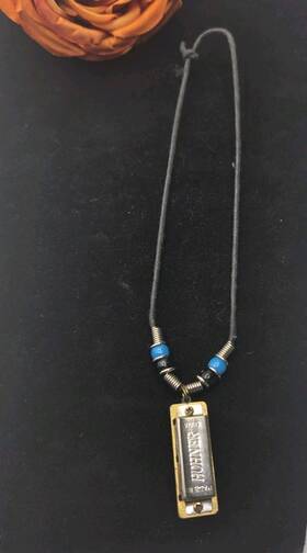 M38n-db Hohner Real Playable Mini Harmonica Necklace In Key Of C Model M38n - Dark Blue