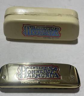 M510012 Hohner Harmonica Bicentennial Limited Edition Gold Plated With Case Germany