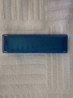 M5252 Hohner Happy Blue 10-hole Harmonica Used Minor Wear