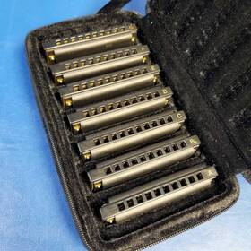 Phb7 Hohner Piedmont Blues Harmonica Set With 7 Harmonicas And Case