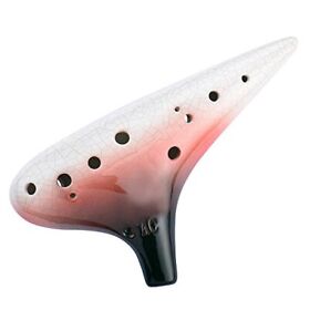Inch.lark Voice 12 Hole Alto C Mediant Tone Pottery Ocarina Black And Red White