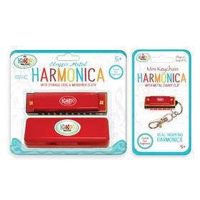 50310c Kakoo Music 2-piece Stainless Steel Harmonica Set - Cherry Red Standard And Travel Si
