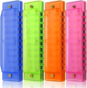 Kq20240302 Kjbjwjslbd 4 Pack Kids Harmonica 10 Hole Plastic For With Colors Educa