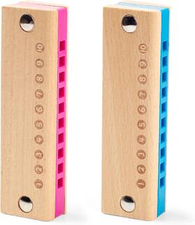 Hkl0315 Koogel 2pcs Kids Harmonica 10 Hole Wooden Beginner Mouth Organ