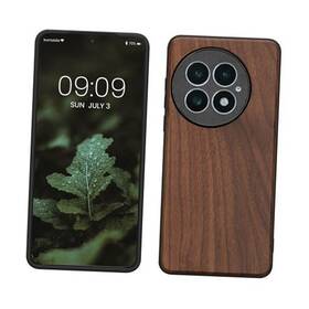 Kw-commerce 4067668145876 Real Wood Case Compatible With Oneplus 13 - Hard Wooden Cover Dark Brown