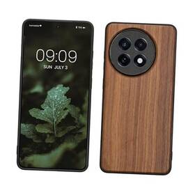 Kw-commerce 4067668159989 Real Wood Case Compatible With Oneplus 13r - Hard Wooden Cover Dark Brown