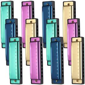 Lukmaa Musical-67 12 Pcs Harmonica Set 10 Hole Tones Titanium Color With C