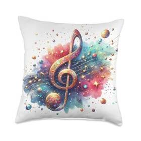 G910f3b0beyus Merch Template Cosmic Music Design With Vibrant Treble Clef Symbol Throw Pillow 18x18