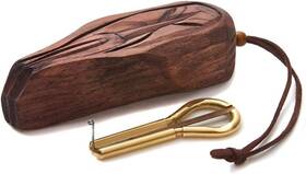 Muaro 605725391763 Jews Harp By P.potkin In Shaman Wooden Case Mouth Musical Brown Gold