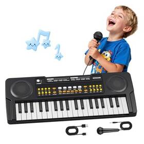 Musicforset Ys20042 Upgraded Kids Piano Keyboard 37 Keys Toddler With Microphone Black