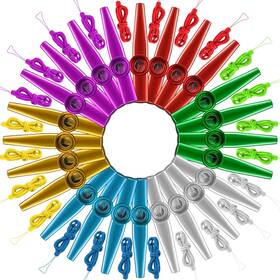 Newwiee-kazoos-gk99 Newwiee 48 Pcs Metal Kazoos With Lanyards Musical Instruments Multicolor