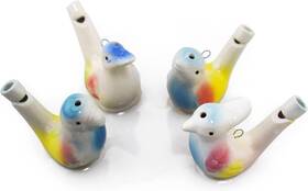 North Star 1595 736961954990 4pcs Ceramic Water Bird Whistle Toys With Hanging Rope - Kids Birthday And Party G