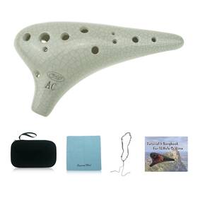 Ocarinawind 639514620257 12 Hole White Ocarina Exquisite Craft Of Ice-crack Alto C Version Music Ins