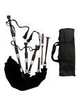 P1511 P 1511 Rosewood Scottish Highland Bagpipes Full Silver Mounts Black Finish With