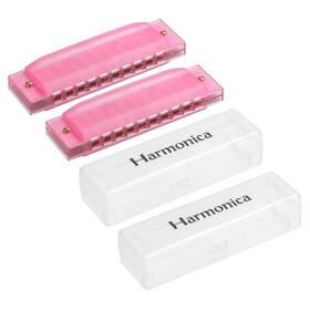 Pta221019tt0664 Patikil Clearly Colorful Translucent Harmonica 10 Holes Pink Abs Harp Mouth With Pvc