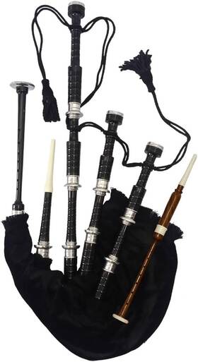 Products 445005747728 New Black Scottish Bagpipe Silver Mount Velvet Bag Cord Highland F Size