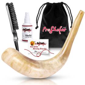 Proshofar 793945812028 Polished Ram Shofar Set 12 Inch -14 Brown