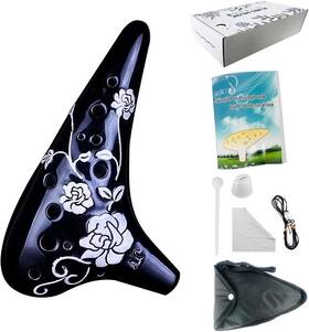 Oc-ro-1 Pures Rose Flower Ocarina 12 Hole Alto C Relief Pattern Ac Tone Ceramic Instrument Bl