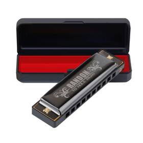 Randon 718774361981 Blues Harmonica Key Of C 10 Holes 20 Tones Beginner Mouth Organ Black