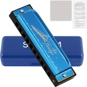 Sd10 Sdream Harmonicas For Adults Beginner Professionals 10 Holes Blues Primary Blue