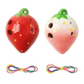 Yy1458 Shidxib 2pcs Red And Red-white Strawberry-shaped Ceramic 6-hole Ocarina Musical Instr