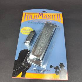 Suzuki 030234064066 New Old Stock Folk Master Harmonica With Mini Keychain Key C 20 Reed