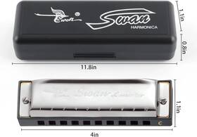 Swan 5017403086321 New Silver Harmonica 10 Hole Key Of C For Blues Rock Jazz Folk Us