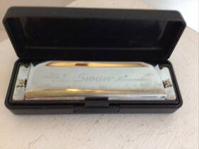 5331 Swan Blues Power 10 Hole C Key Harmonica With Case Vtg