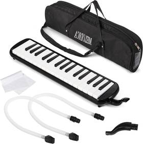 T-melodicawithbag-32key Tosnail 445001266285 32 Key Melodica With Carrying Bag Double Tubes Mouthpieces Wipe Cloth Air New