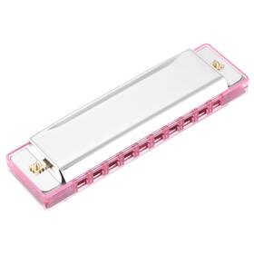 Uxcell 679134210762 Harmonica 10 Holes 20 Tones C Key Musical Instruments Pink Silver