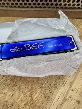 Uxcell 700724909039 Bee Honeybee Print 16 Holes Harmonica Mouth Organ Blue