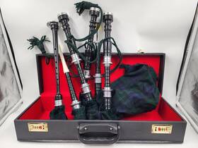 Sa799 Woldorf Usa Scottish Great Highland Bagpipe Black Watch Full Silver Mounts 40 X 20