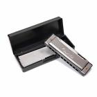 Xjddwkjnai General Beginners Diatonic Harmonica Mouth Organ Stainless Steel Silver
