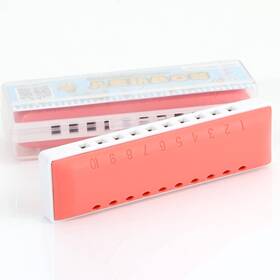 Har236601 Yoksas Key Of C 10 Hole Harmonica Pink Plastic Musical Instrument With Cas