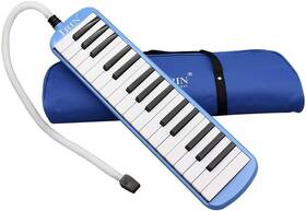 Yue 445019139168 32 Key Melodica Instrument With Mouthpiece Air Piano Keyboard Blue