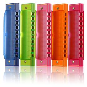 Zkooer 772625056600 Harmonica For Kids 10 Hole Translucent 5 Pack Educational Toys Beg