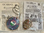 2 Hand Painted Ocarina Clay Flute Southwestern Theme W/dolphin Eleanor Menzie. Fixed Price $28.00.