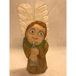 Angel Hand Made Unique Wood Painted Playing Flute 9.5 Inch Bug Eye Abstract. Fixed Price $34.49.