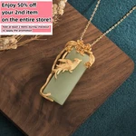 Jade Pendant Necklace Charm 18K Gold Plated Chain Phoenix Bird Dainty Gemstone. Fixed Price $13.95.