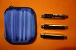 New Hohner Bluesband Harmonicas Set 3 Keys W/ Zippered Gig Bag. Fixed Price $27.00.