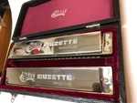 Huang Harmonica "musette" Tremelo Tuned Key + C# Rare 2 Pieces In Case Hohner. Fixed Price $34.00.