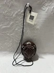 Ten Thousand Villages-made Peru-brown/white Turtle Graphic-clay Ocarina Flute. Fixed Price $12.99.